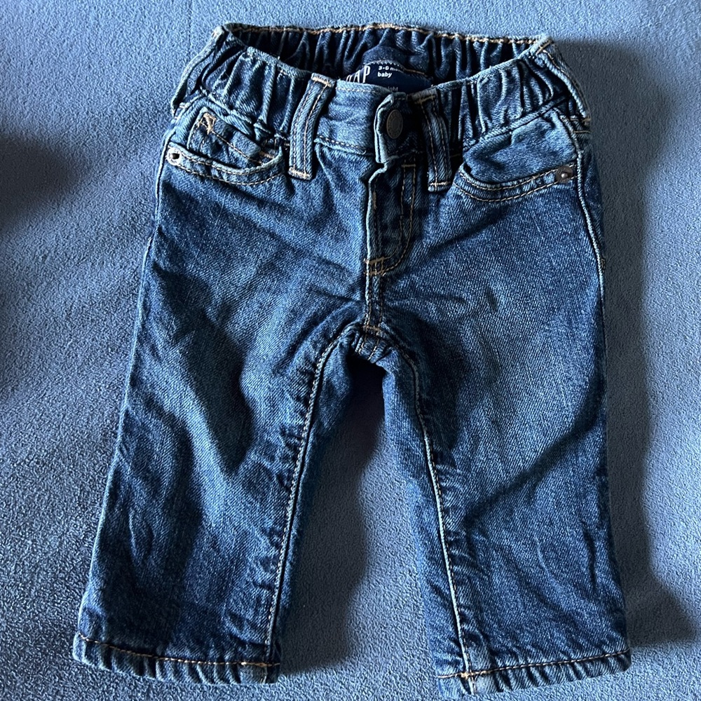 Fleece lined denim jeans baby 3-6 months medium wash